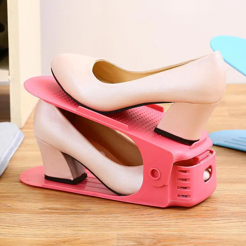8 шт цветной стеллаж хранение обуви Подставка Полка прочный пластиковый органайзер обуви двойная обувь с широкой колодкой стеллаж для хранения Регулируемая Вешалка для обуви