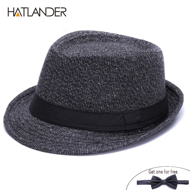 Мужская винтажная шляпа трилби от бренда HATLANDER осенне зимняя Кепка в стиле джаз