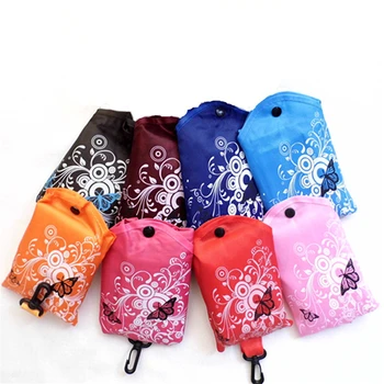 

Butterfly Big Square Portable Folding Reusable Storage Bag Shoulder Handle Bag Polyester Storage Bag for Travel Shopping