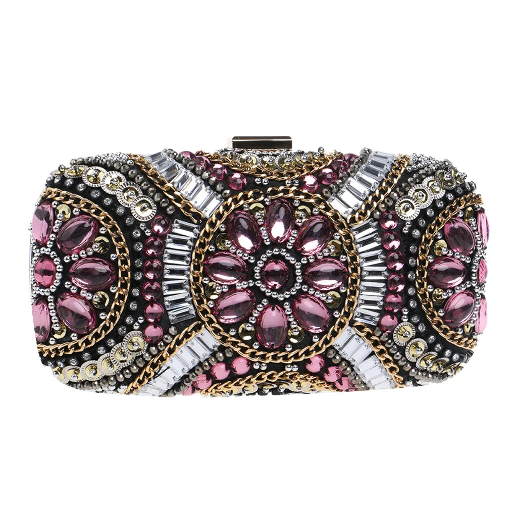 Металлический Для женщин Ежедневные клатчи кисточкой Роскошные модные вечерние сумочки женские небольшие вечерние свадебная сумочка через плечо на цепочке# g7 - Цвет: Розовый