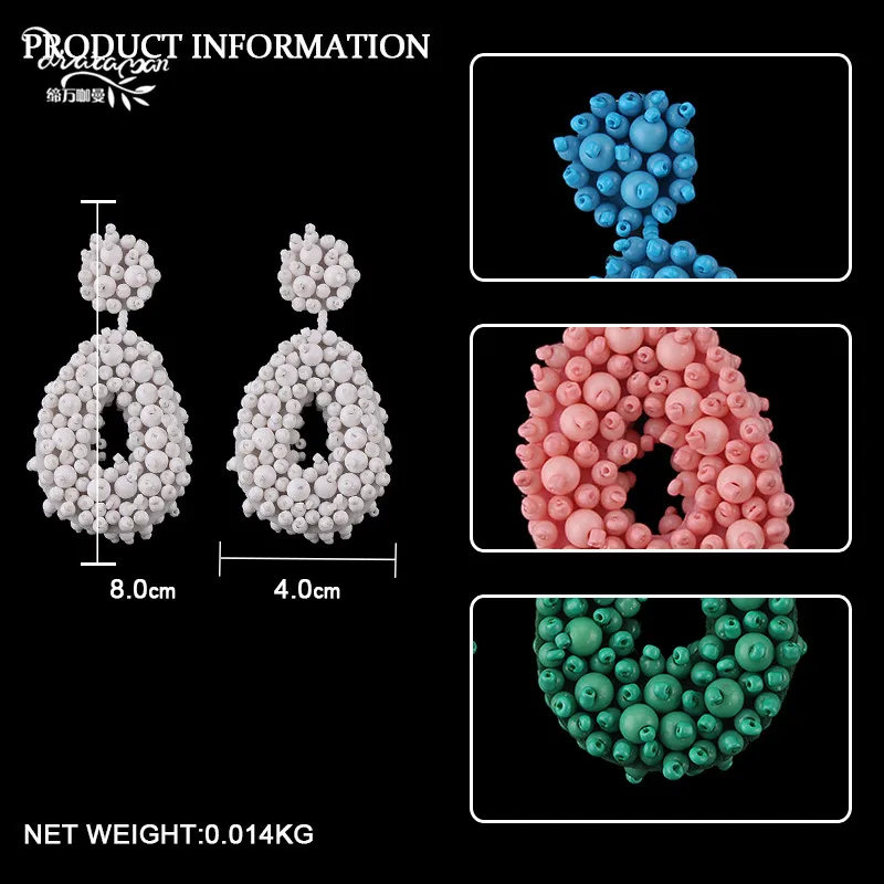 Dvacaman, Цветные Висячие серьги с бусинами, серьги-подвески ручной работы, хит, вечерние женские ювелирные изделия,, рождественский подарок