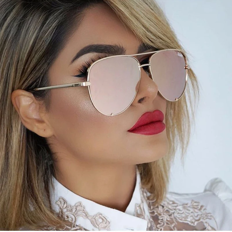 

FEISHINI Trendy Silver Mirror Metal Sun Glasses Men Brand Designer Pilot Sunglasses Women Shades Top Fashion Eyewear Gradient