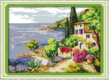 

Seaside Landscapes Scenic Needlework Cross stitch,Sets Embroidery kits,Precise Printed Patterns Cross-Stitching,DIY Handmade