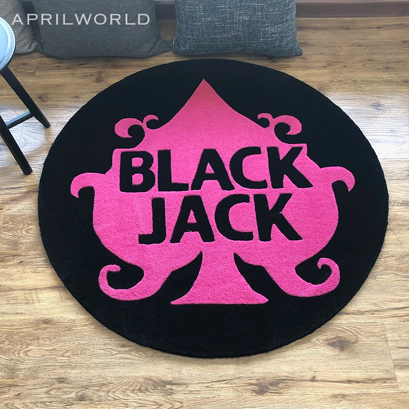 Пушистый круглый ковер для гостиной качественный акриловый утепленный ковер игральные карты черный Джек коврик мохнатый ковер современный ковер