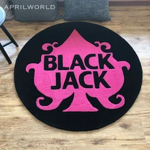 Пушистый круглый ковер для гостиной качественный акриловый утепленный ковер игральные карты черный Джек коврик мохнатый ковер современный ковер