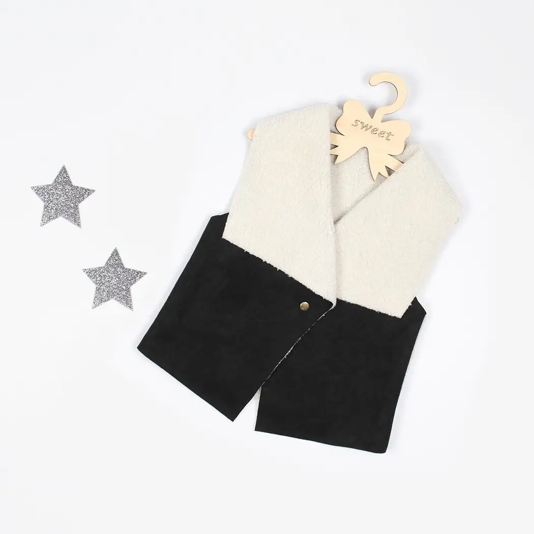 Kids Casual Turn-Down Collar Sleeveless Patchwork Button Children Closure 0.23kg Vest |