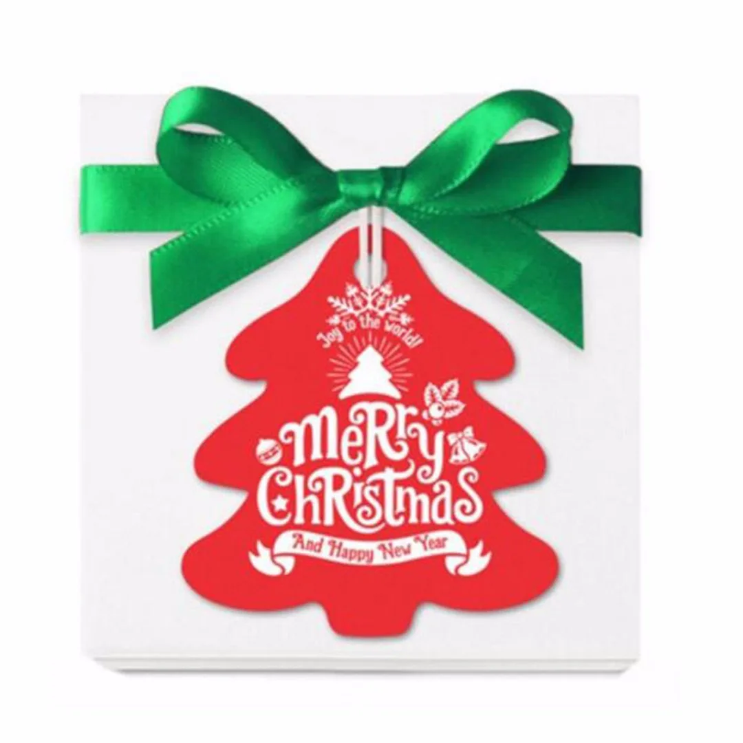 2018 New 25/50/100PCS Christmas Paper Gift Wrap Tags Label Xmas Decorative Bake Pack DIY
