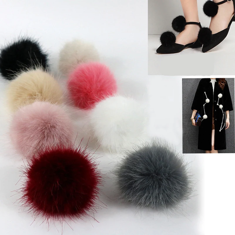 

10pc/lot 7cm Faux Raccoon Fur Pompoms Fur balls for knitted beanies keychain and scarves shoes fur pom pom