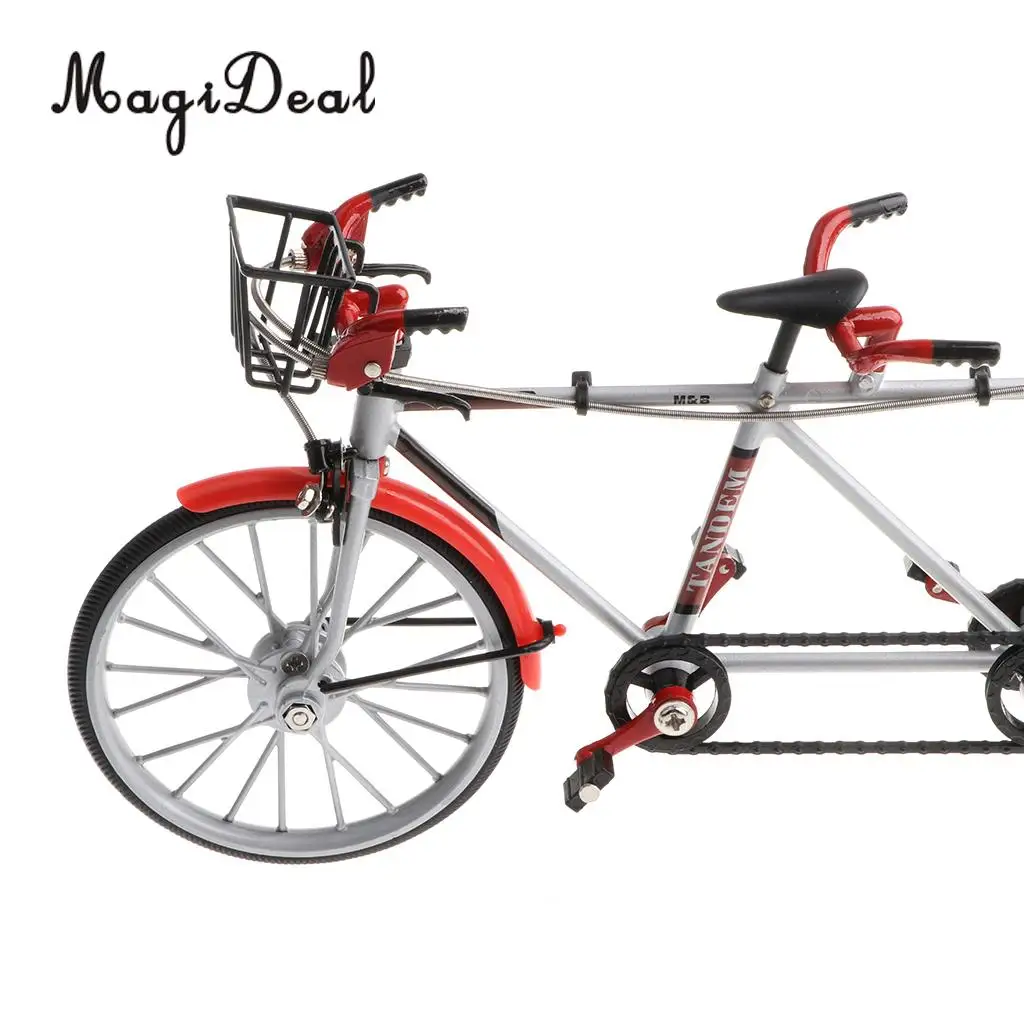 1:10 Scale Mini Alloy Diecast Racing Tandem Bike Model Bicycle Toy for Home Office Desk Decoration Collection