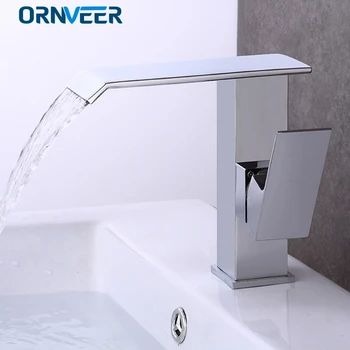 

Bathroom Sink Faucet Waterfall Faucet Chrome Polish Single Handle Single Hole Basin Faucet Taps CF1001
