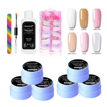 

False Nail Professional Waterproof Poly Gel Lasting False Nails Liquid Double-end Brush Pusher Dead Skin Set Makeup Tools L48