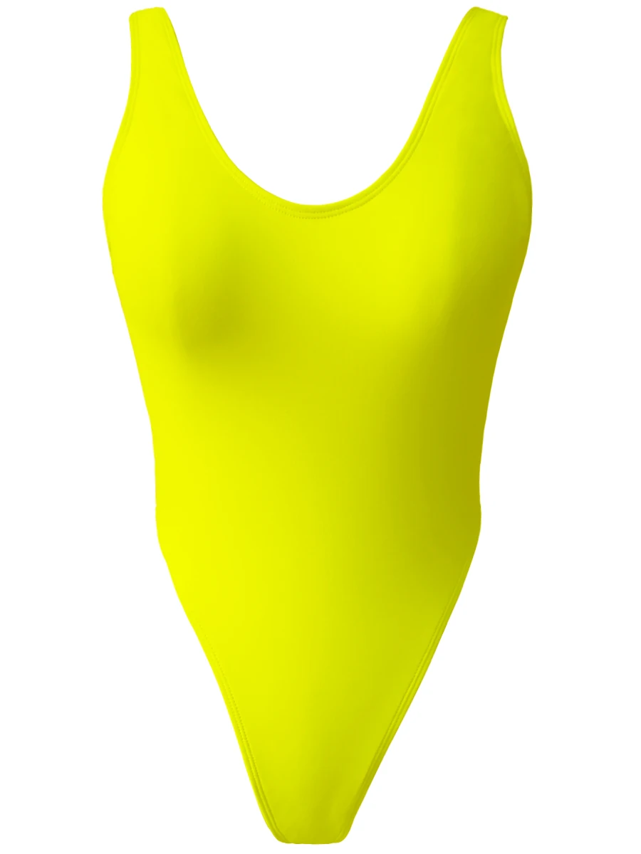 Белый черный Одноцветный Купальник для женщин, сдельный купальник, купальные костюмы с высокой посадкой, монокини, боди, летняя пляжная одежда, т сзади - Цвет: Цвет: желтый