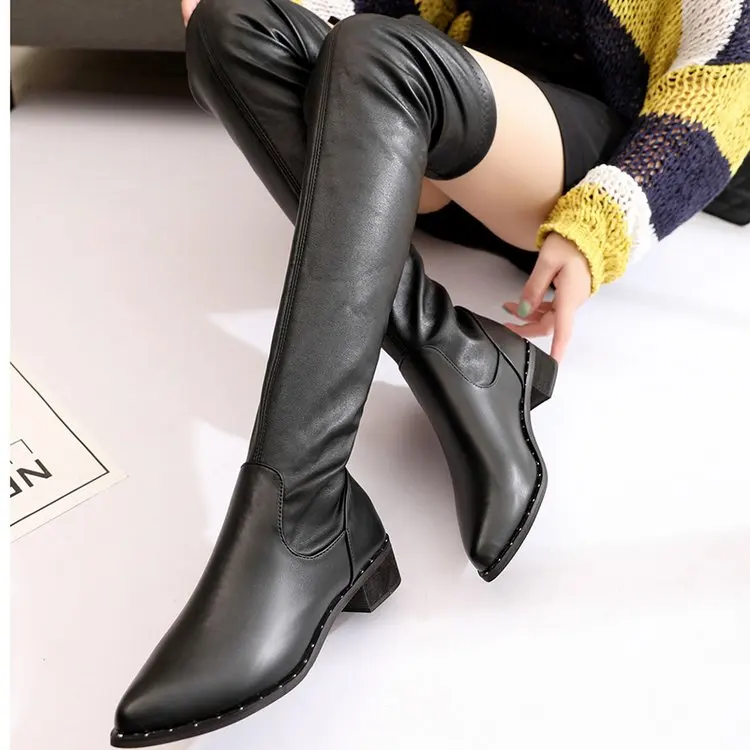 Tanie Damskie palce na buty do kolan damskie jesienne buty zimowe na wysokim obcasie seksowne zakolanówki botas mujer