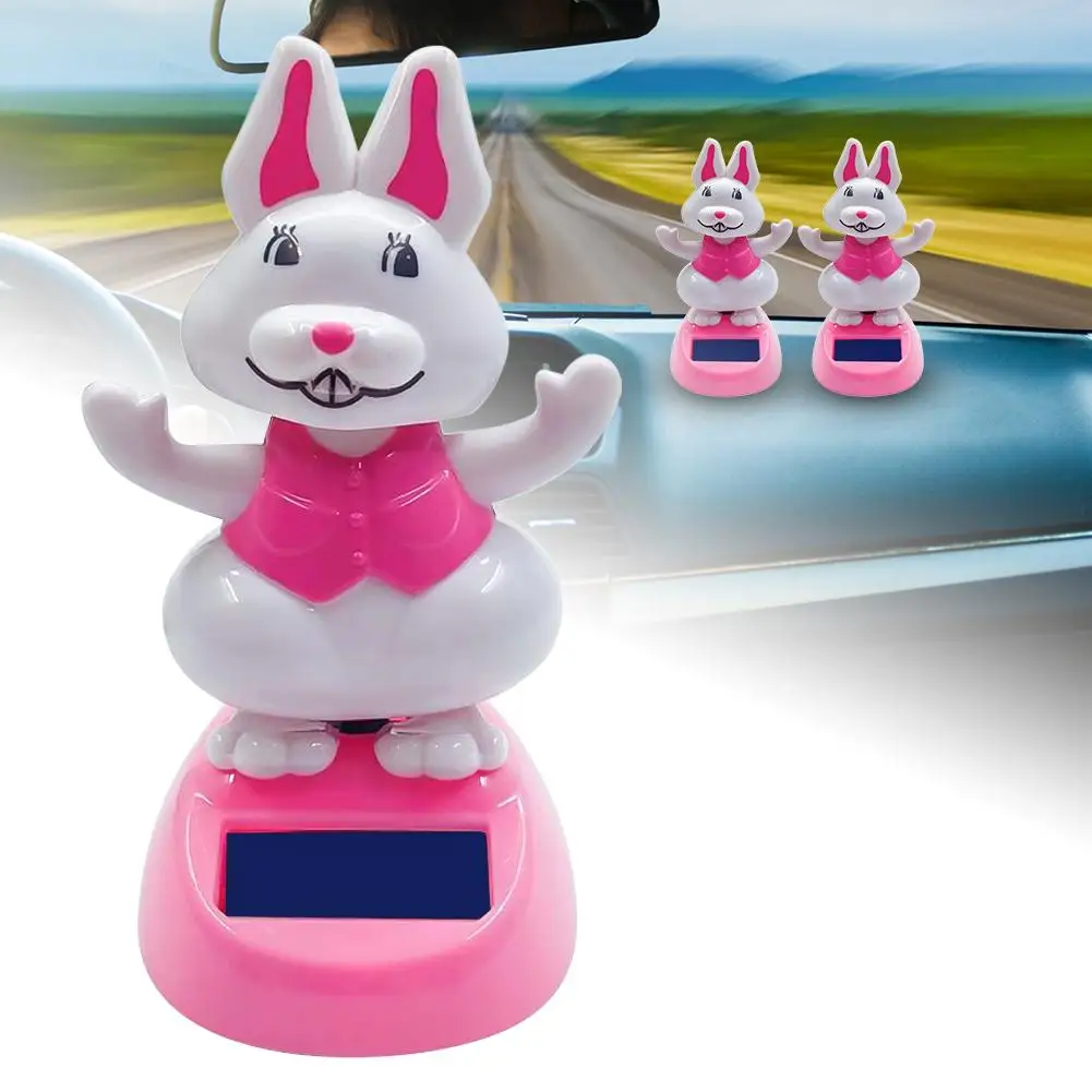 

accesorios coche Solar Power Cute Cartoon Swinging Rabbit Car Interior Ornament Home Decor Gift