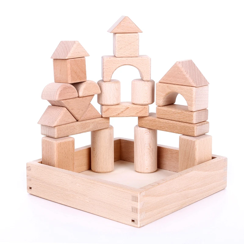 

Montessori Toy 22 Pcs Beech Wood Geometry Blocks Learning&Education High Quality Wooden Toys brinquedos educativos