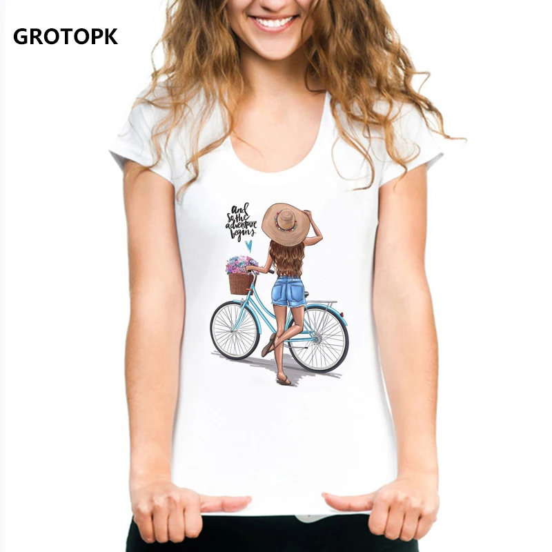 

New Adventure T Shirt Korean Clothes New Arrival 2019 Tshirts Cotton Women Tee Shirt Funny Print Cotton Top Harajuku Streetwear