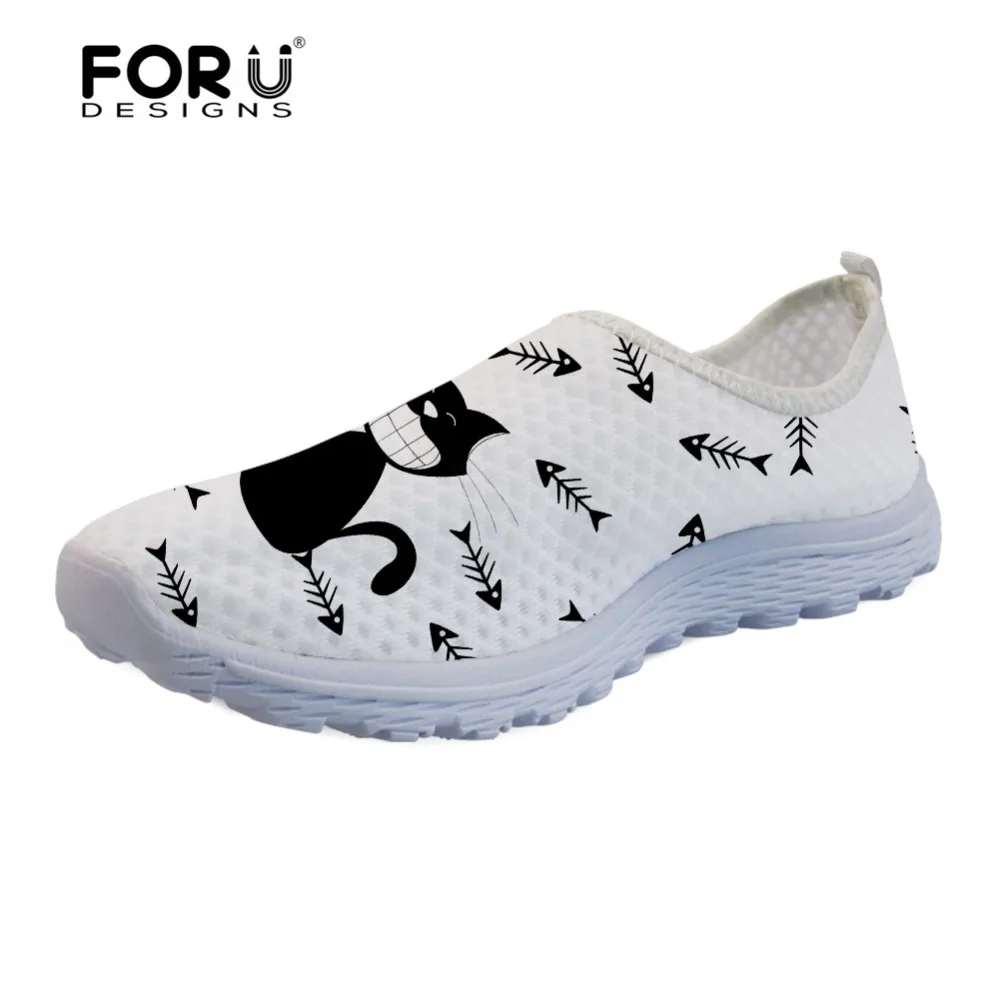 

FORUDESIGNS White Cute Animal Cat Pattern Casual Brand Women Flats Shoes Sneakers Woman Casual Summer Ladies Loafers Shoes Mujer