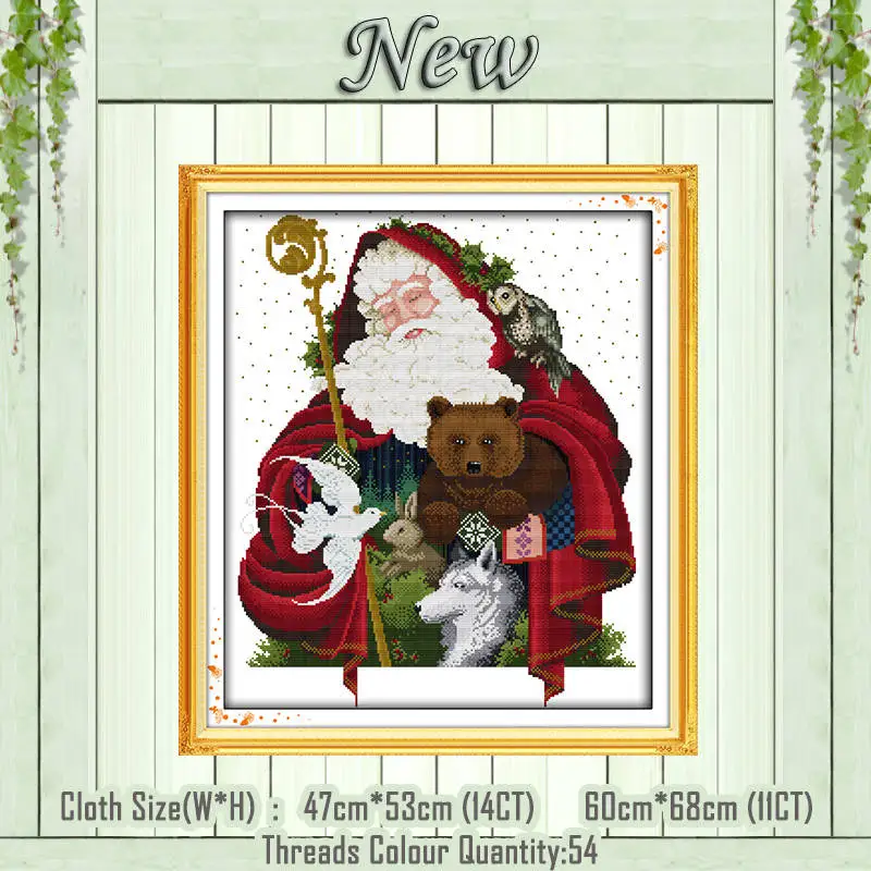 Санта Клаус С Рождеством DIY картина Счетный напечатанный на холсте DMC 11CT 14CT наборы вышивки крестиком набор для шитья - Цвет: Happy Christmas F