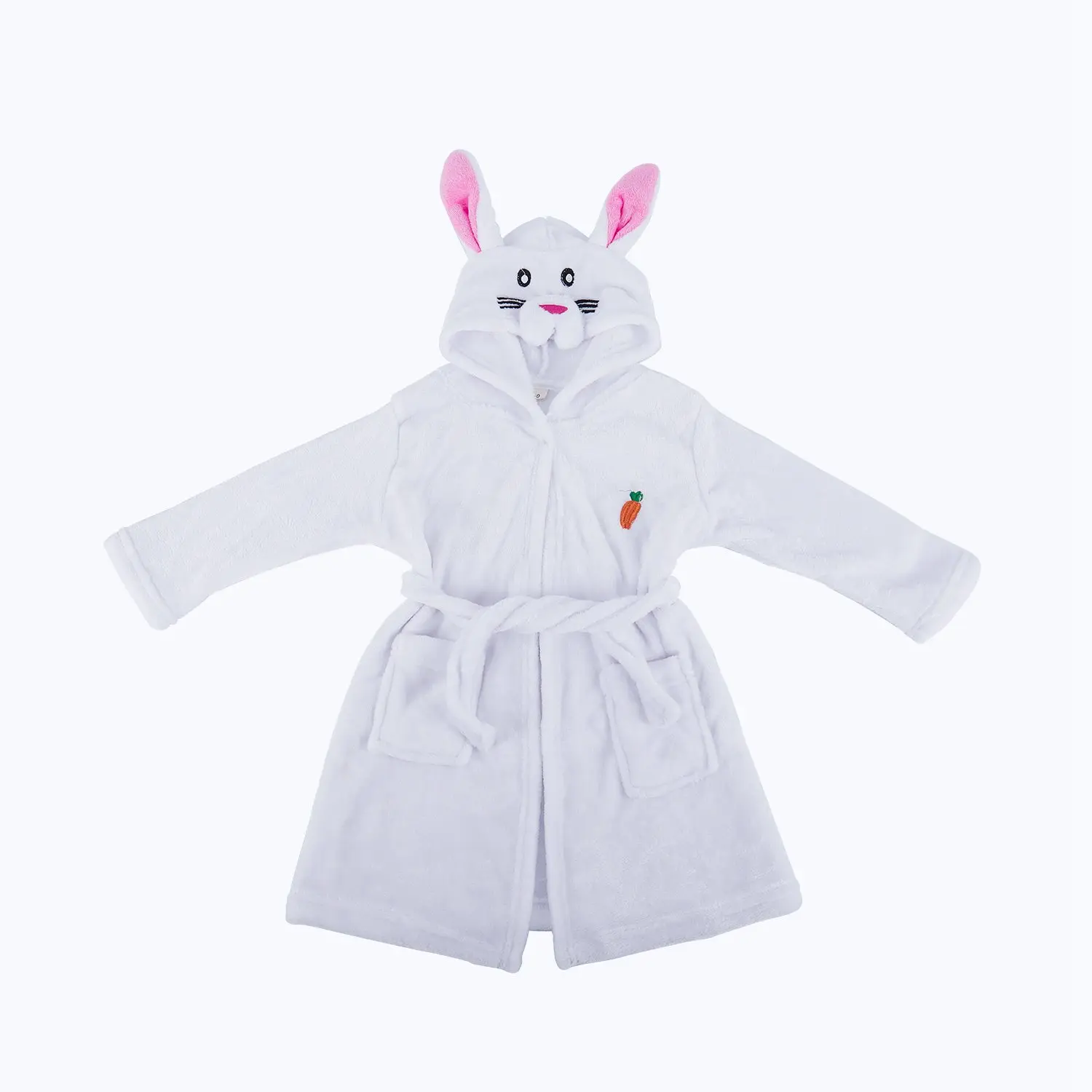 Little Girl's Flannel Bathrobe ,White Rabbit,100 3Tin Robes from