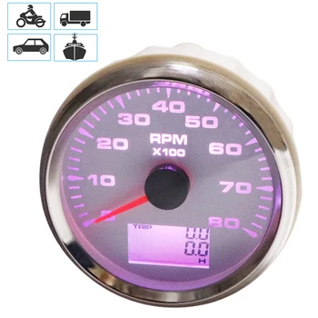 

1PCS New 0-8000RPM Tachometer Car RPM Gauges 85mm LCD Revolution Meters Rev Counters with Hourmeter for Auto Boat 9-32V