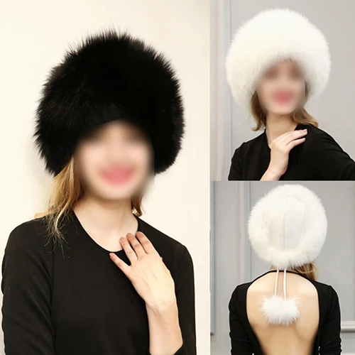 

Women's Men's Furry Balls Snow Day Warm Faux Fur Trapper Earflap Hat Beret Cap