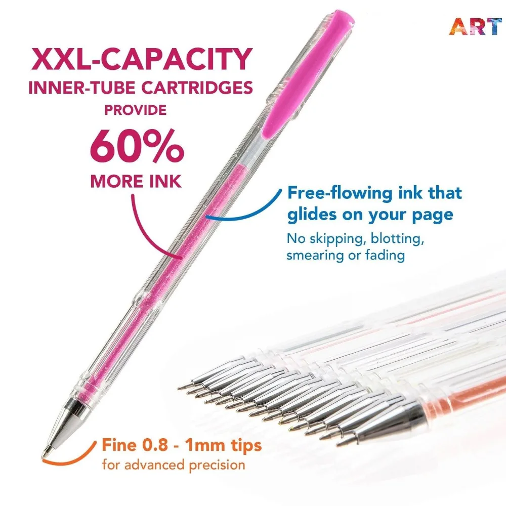 100 Warna Gel Pens Set Neon Metallic Glitter Mewarnai Buku Sketsa