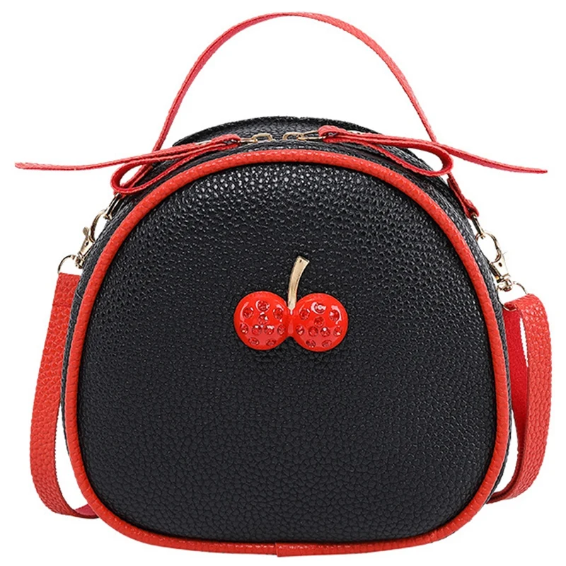 

Simple Women Girls Pu Shoulder School Bags Female Travel Casual Zipper Student Cute Cherry Satchel Bolsa