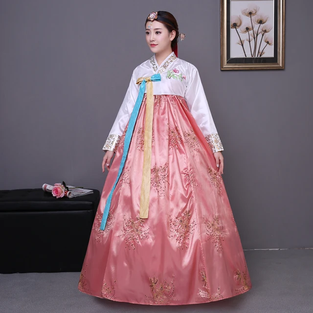 Sequined Korean Traditional Costume Hanbok Female Korea Palace Sequined Korean Traditional Costume Hanbok Female Korea Palace Dress National Dance Clothing For Stage