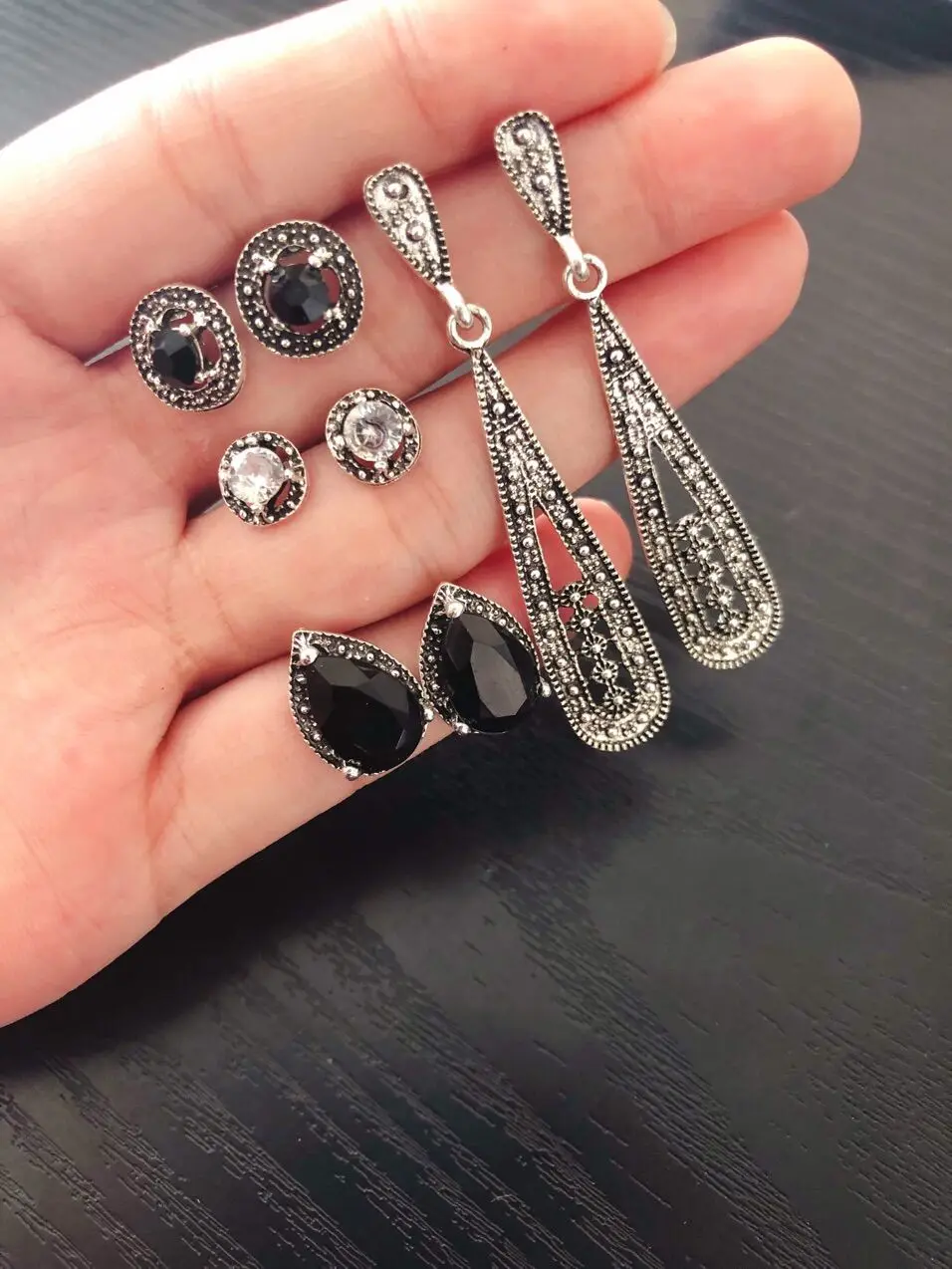 

2019 New Design Vintage 4 Pairs/Set Women Earrings Jewelry Bohemia Crystal Long Hangers Earring Set Punk Jewellery Accessories