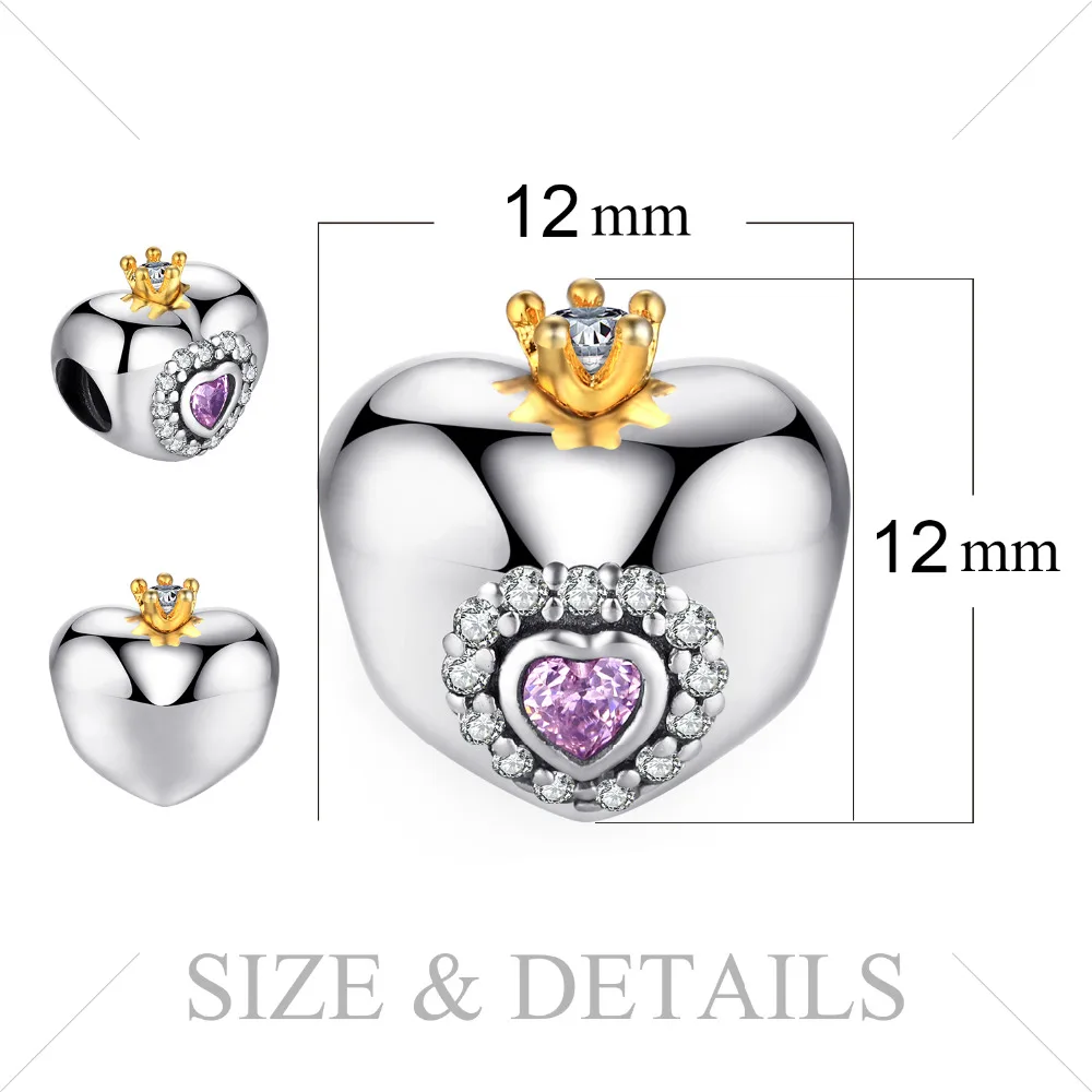 Jewelrypalace 925 пробы Серебряное сердце клатч розовый блеск кубические циркониевые бусины браслеты с набором подвесок Подарки для Для женщин Юбилей