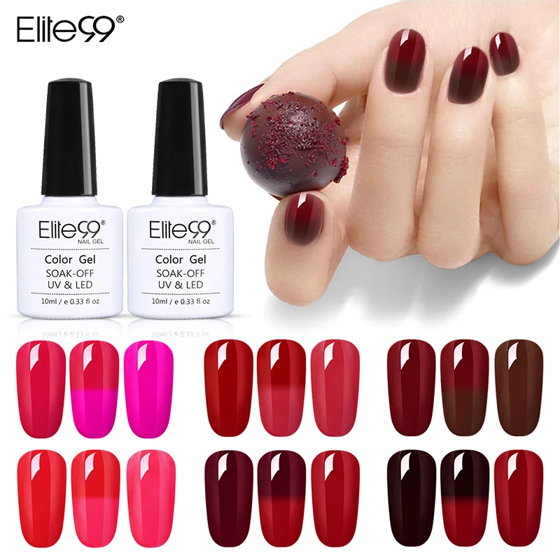 

Elite99 Thermal Temperature Change Wine Red Color Gel Nail Polish Soak Off UV Chameleon Color Changing Gel Varnish Lacquer