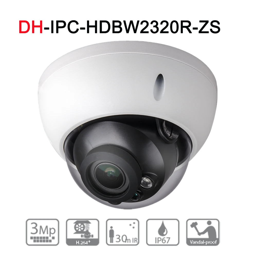 

IPC-HDBW2320R-ZS 3MP IR Dome Network IP Camera 2.7~12mm Varifocal Lens Up to 30m IR Night Vision DWDR 3DNR IP67 IK10 PoE