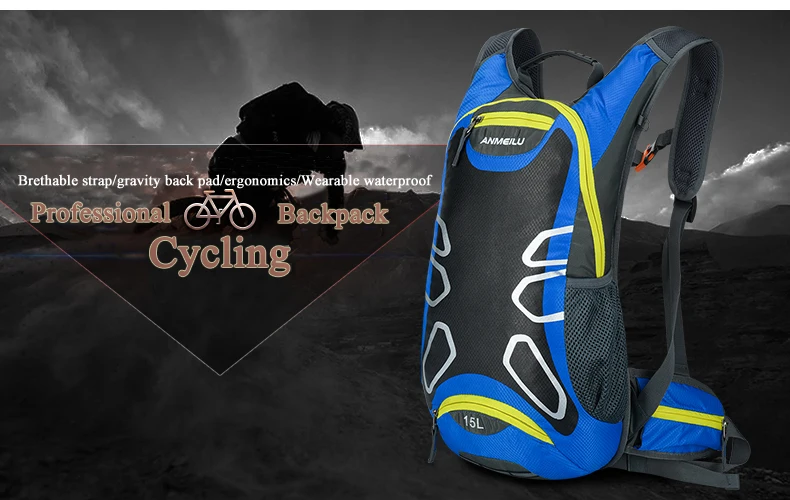 Discount Anmeilu Outdoor Bicycle Backpack Waterproof Nylon Breathable Mountain Road Bike Bag 15L Reflective Cycling Backpack Mochila 3
