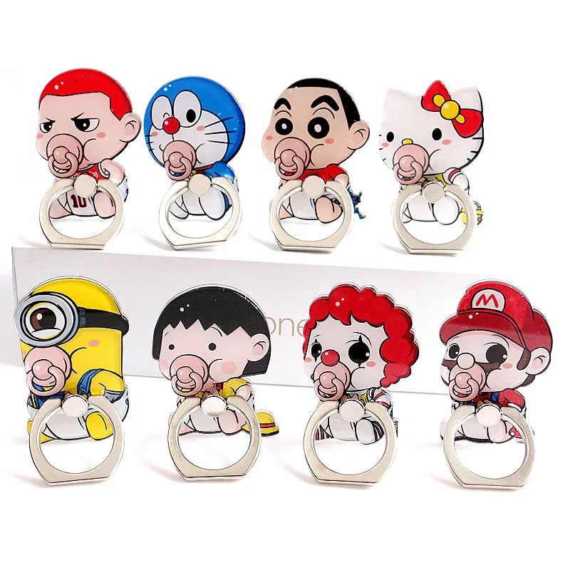 

Universal Metal 360 degree 3D rotation Finger Ring Mobile Cell Phone Cartoon Hand Stand Holder For iPhone 7 8 sansumg Bracket