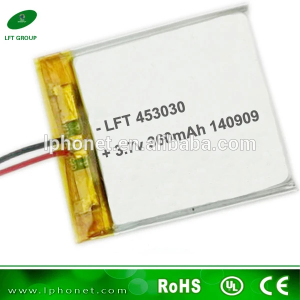 

lipo battery 453030 3.7v 360mah rechargeable lipo battery for mini bluetooth