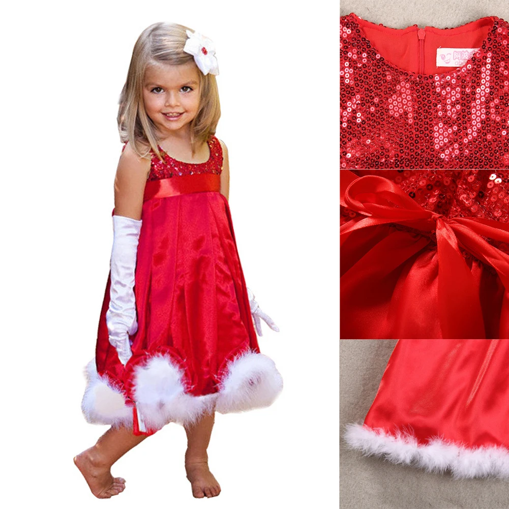 kids baby girls christmas party costume dress bling 5t christmas dress