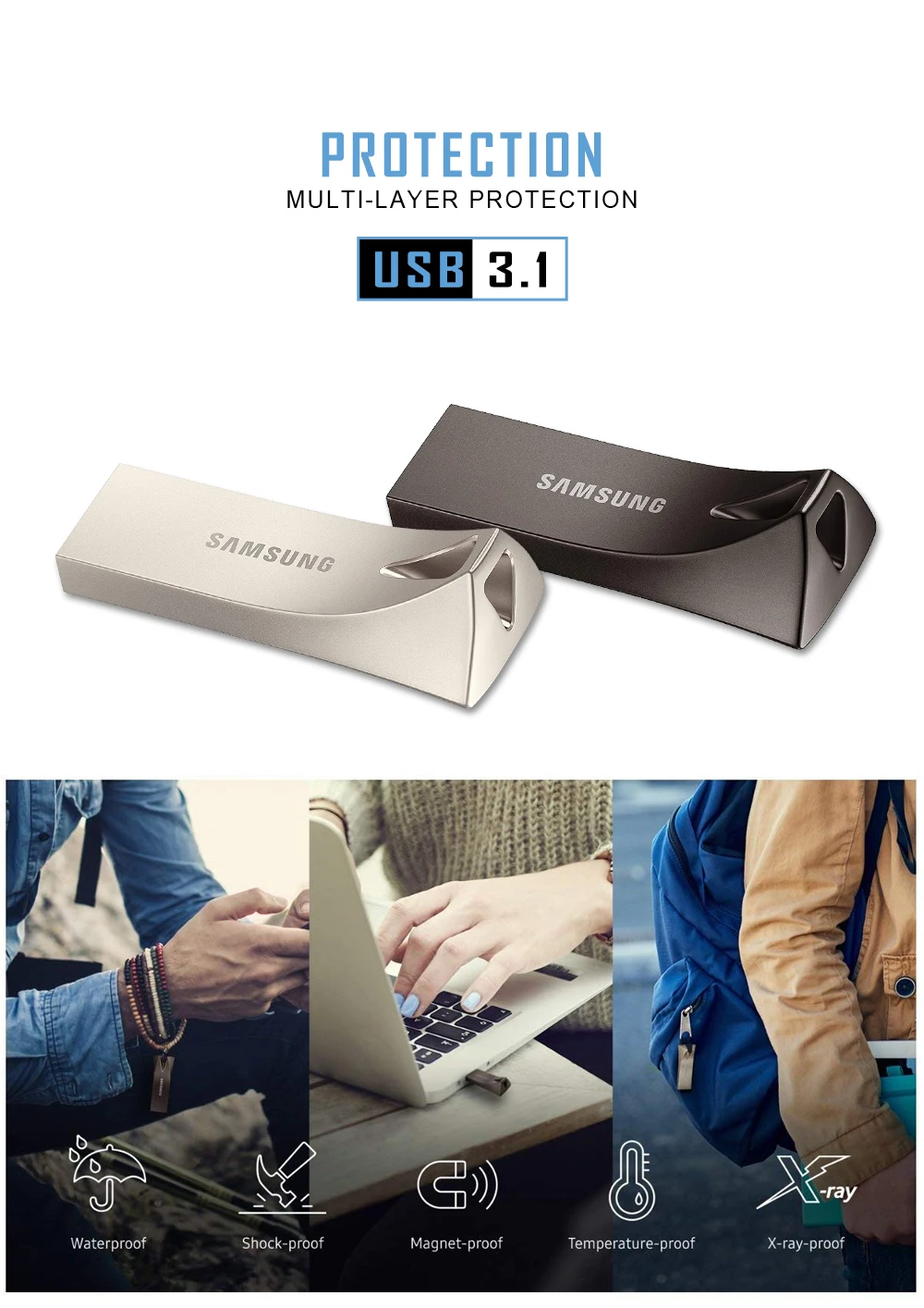 SAMSUNG флэш-накопитель USB 32G 64G 128G 256G USB 3,1 Металлический Мини-накопитель Флешка карта памяти устройство для хранения U диск