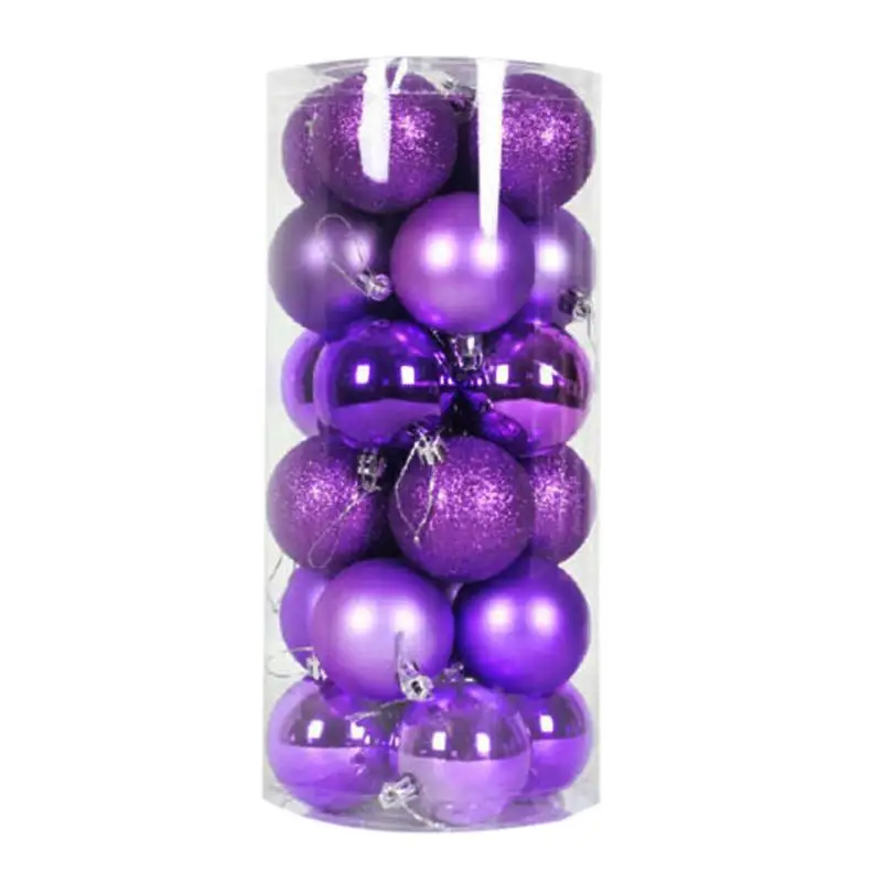 24 шт 4 см круглые рождественские мячики елочные шары Рождественское украшение круглые шары Рождество украшение для домашней вечеринки - Цвет: Фиолетовый