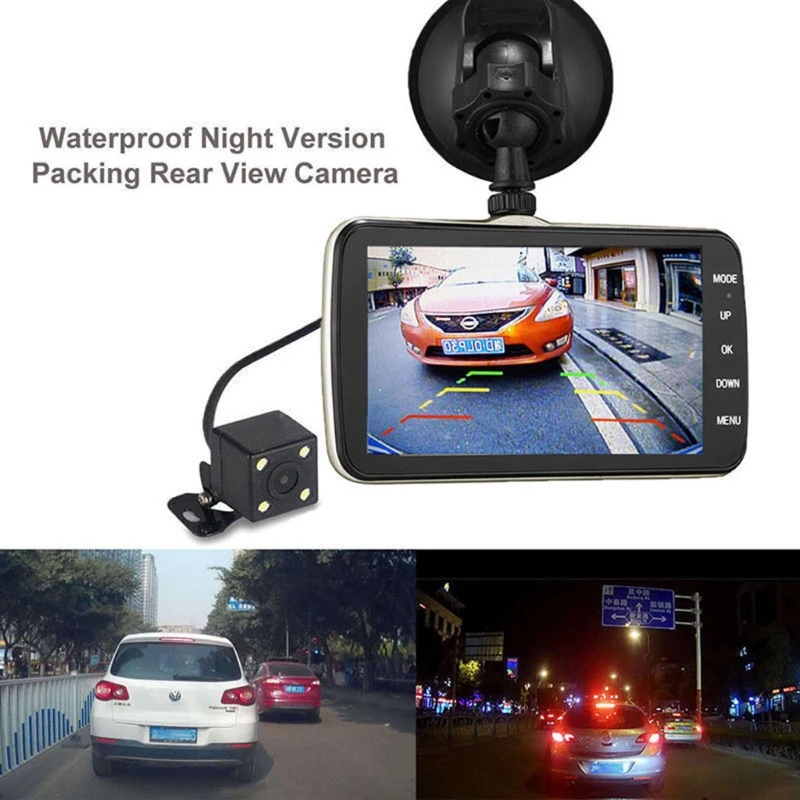 

OOTDTY Dual Lens 4.0 Inch Screen Car DVR Camera Full HD 1080P Video 170 Degree Dash Cam