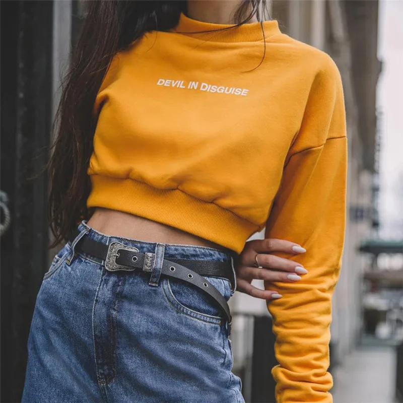 Yellow cropped sweatshirt Clearance