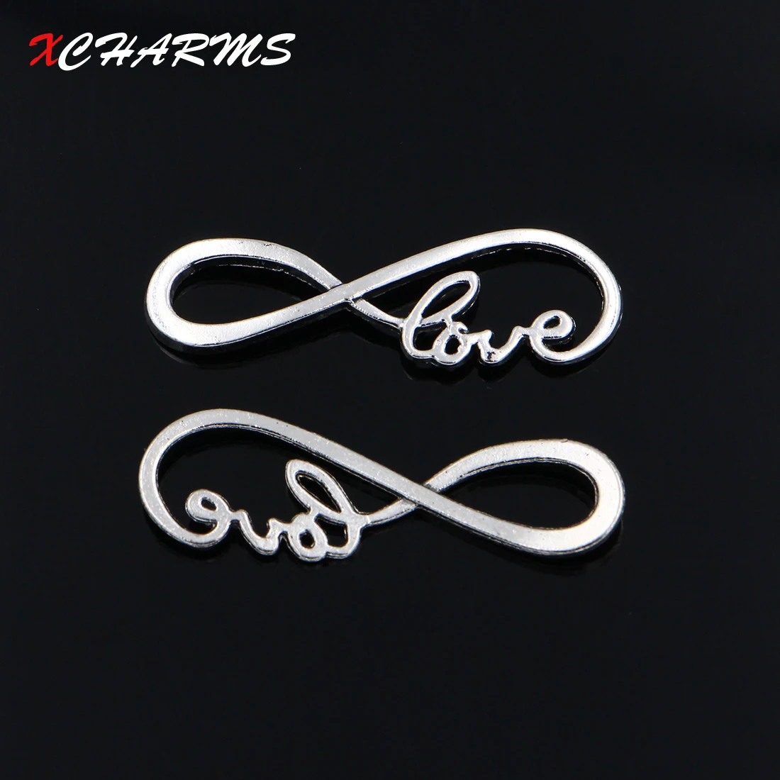 

XCHARMS 10pcs/lot Jewelry Findings Silver Color Infinity Love Connector 38*12mm Antique Making fit DIY Bracelet Necklace