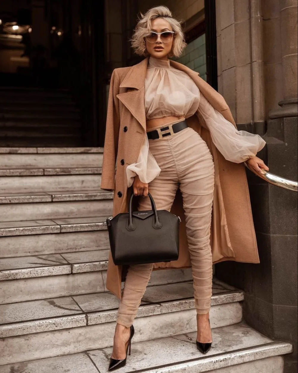 

New Fashion Sexy Women Sets Turtlenenck Top Mesh High Street Bandage Evening Party Sets Top Quality