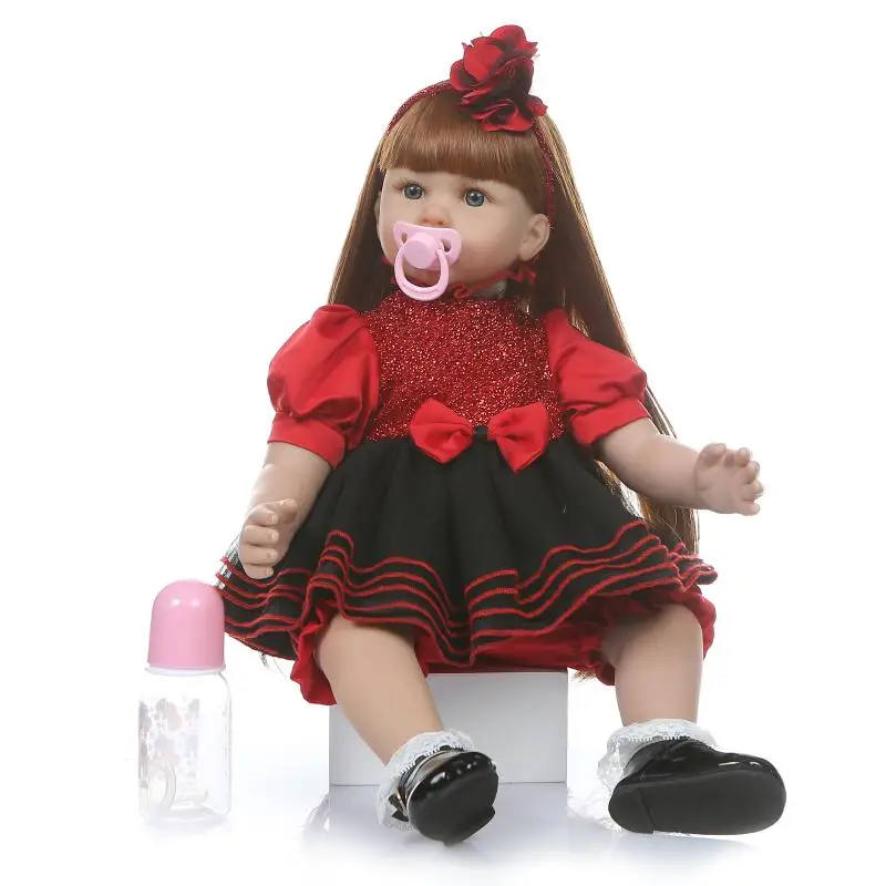 

19''Handmade Silicone Vinyl Adorable Lifelike Toddler Baby Bonecas Girl Kid Bebe Doll Reborn Toddler Gifts Brinquedos Juguetes