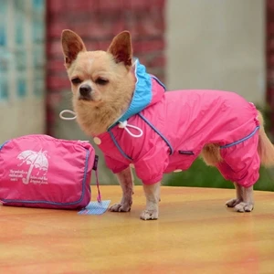 Комбинезон для собак водонепроницаемый дождевик с капюшоном комбинезон одежда комбинезон для домашних животных - Цвет: Красный