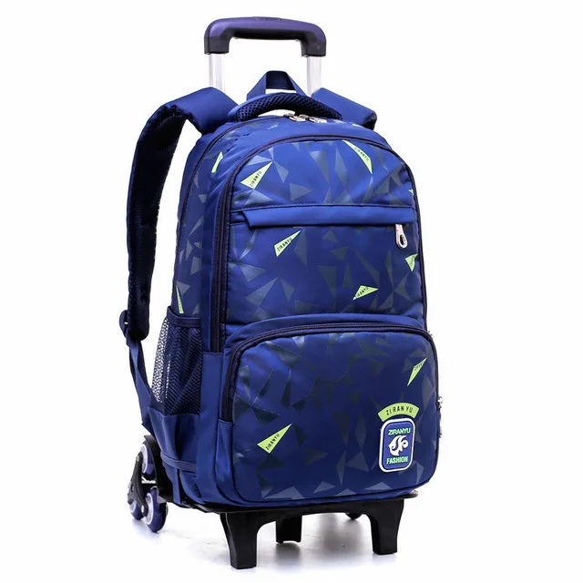 Школьные сумки с колесами для детей, подростков, мальчиков и девочек, большая тележка, школьный ранец, ортопедические рюкзаки на колесах, сумка для книг, mochila infantil - Цвет: Dark Blue 6 Wheels