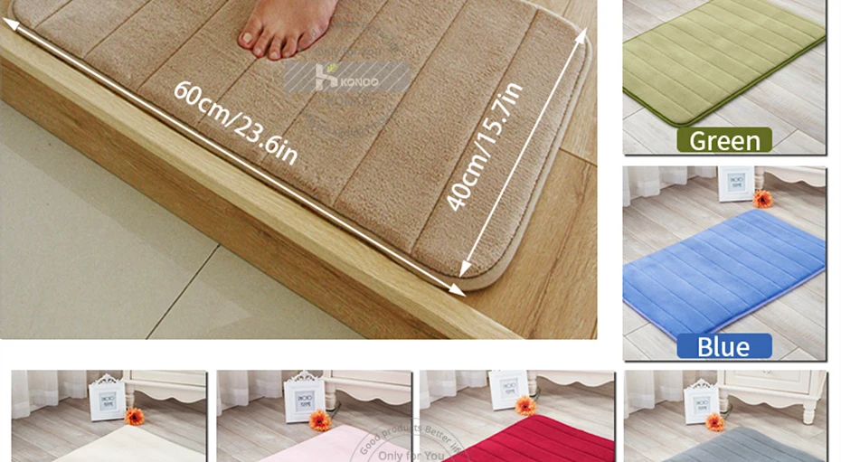 Konco 40*60cm Bath Mat Bathroom Carpet Rug coral fleece Memory Foam Bathroom Mat kitchen Door Floor tapis de bain