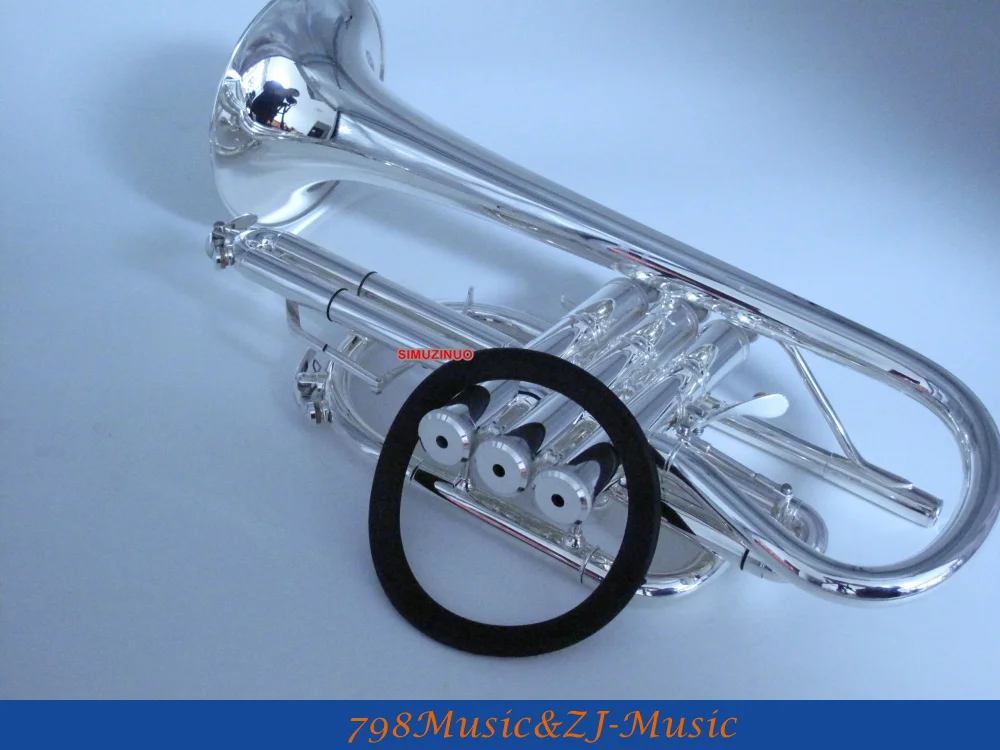Профессиональный посеребренный Cornet horn B плоский двойной триггер труба с чехлом
