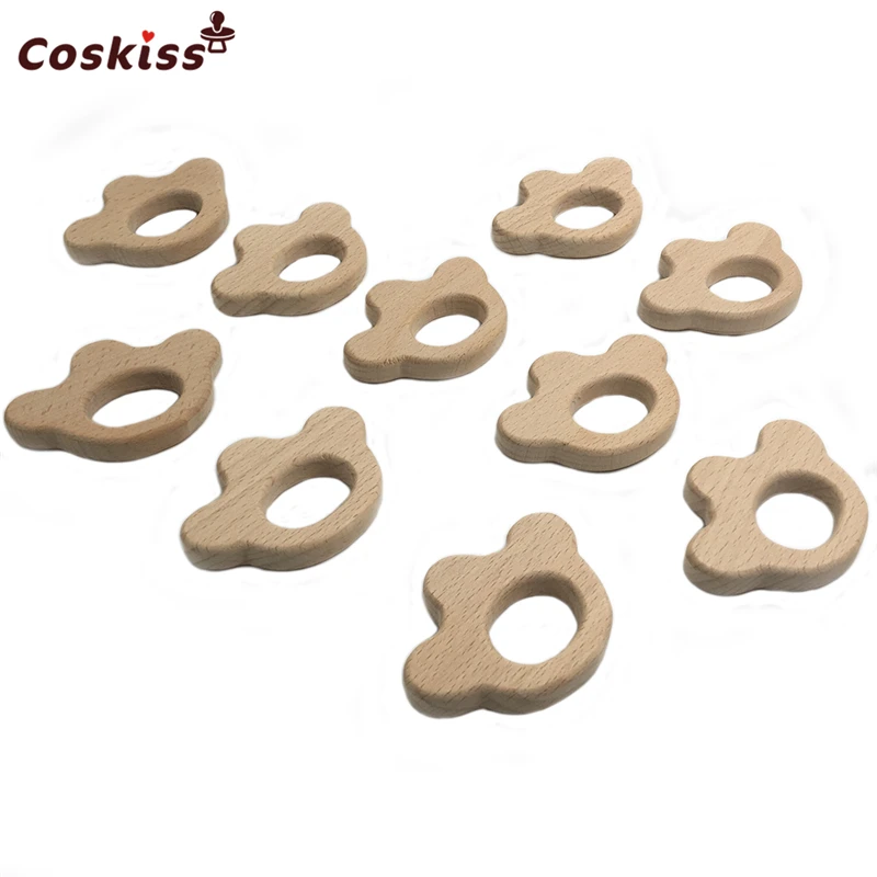 Organic Beech Wooden Bear's Paw Natural Handmade Teether DIY Personalized Pendent Eco-Friendly Safe Baby | Мать и ребенок