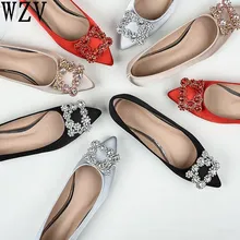 Большие размеры 43; женские балетки из натуральной кожи на плоской подошве; туфли на плоской подошве с острым носком и украшением в виде кристаллов; элегантная женская обувь; свадебные туфли