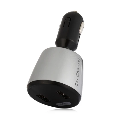 Silver and Black Прямоугольник автомобильное зарядное устройство 5A двойной порты usb с Напряжение Ток смеситель с дисплеем - Название цвета: Silver and Black